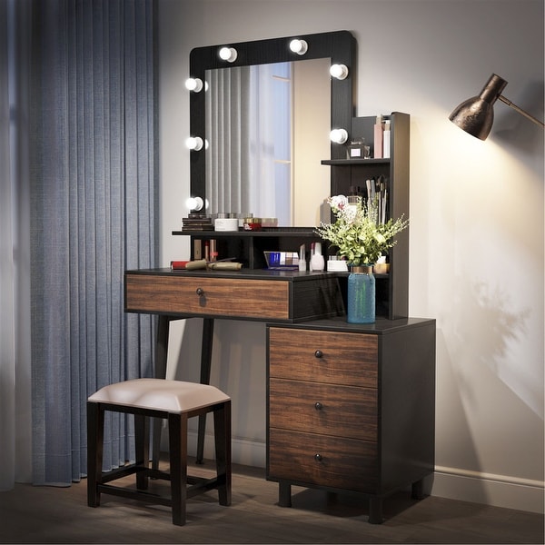 Dark brown dressing table with outlet drawers
