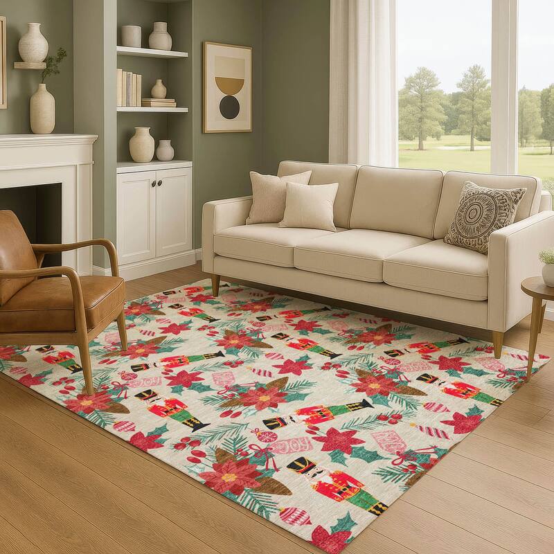Premium Washable Super Soft Holiday Nutcracker Mayfield Rug - Beige - 2'6" x 3'10"