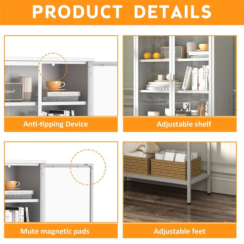 59"H Heavy Duty Metal Storage Cabinet,Tall Bookcase Bookshelf Cabinet