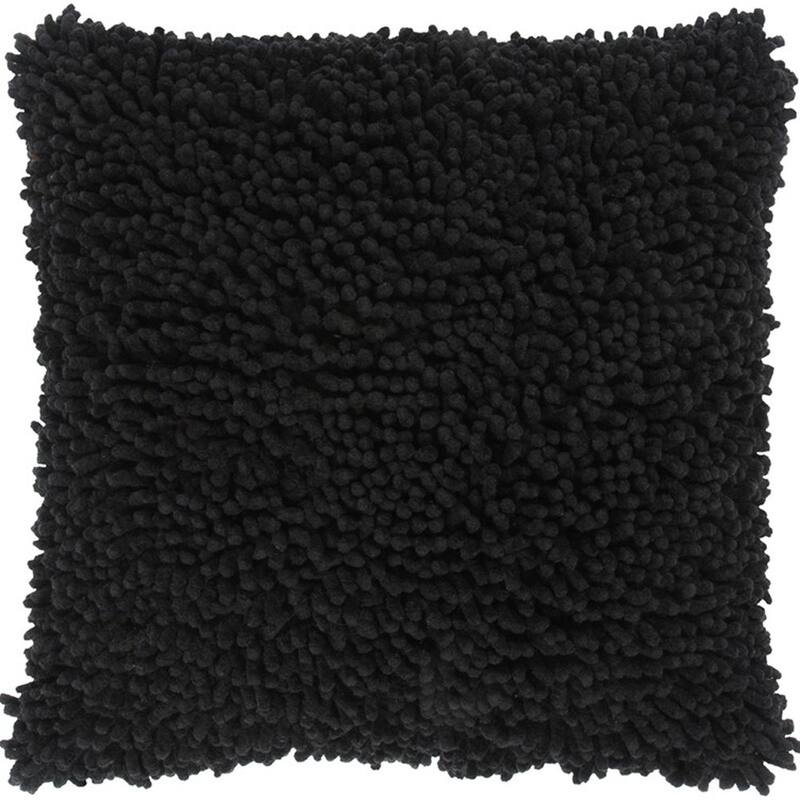 Black Boho Textured Modern Down Throw Pillow