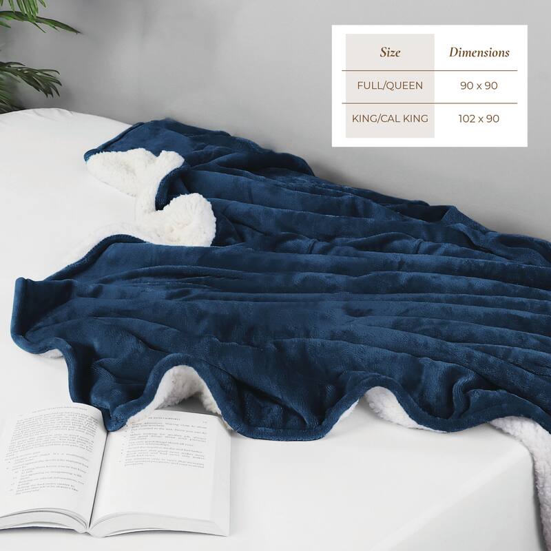 Linery & Co. Velvet Plush Reversible Sherpa Bed Blanket