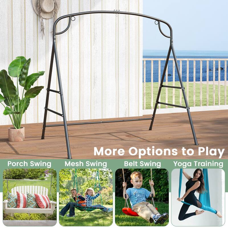 Gymax Swing Stand for Porch Heavy-Duty Metal Swing Frame w/ 2 Hanging