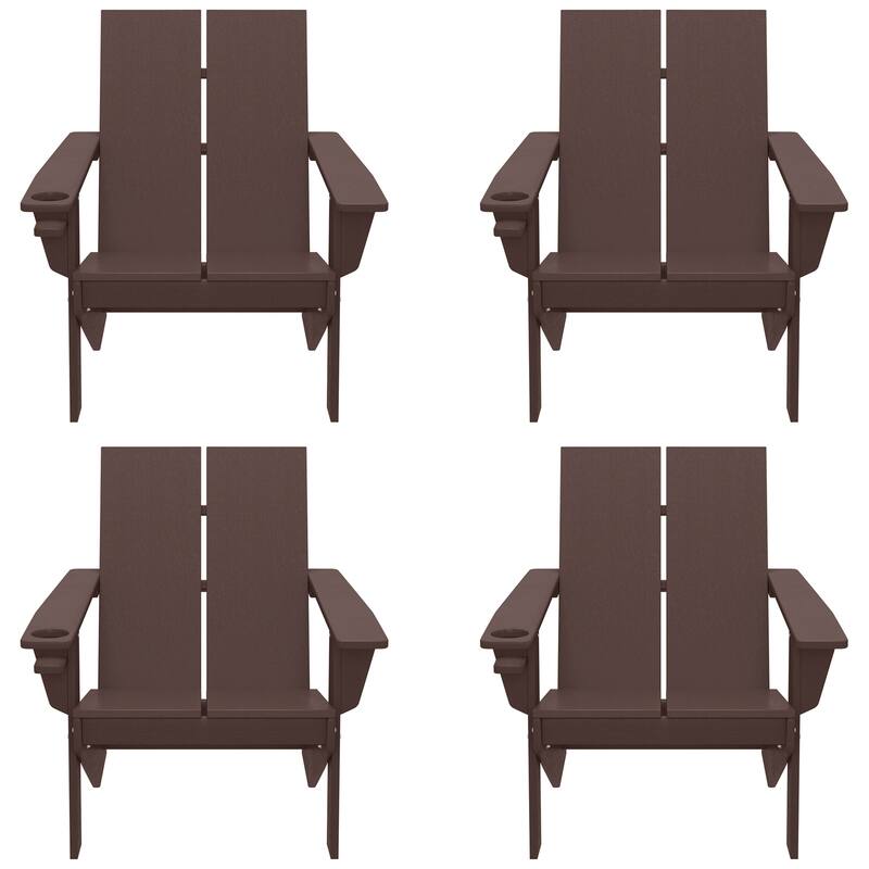 Coastin Modern Poly Adirondack Chair (Set of 4), Black