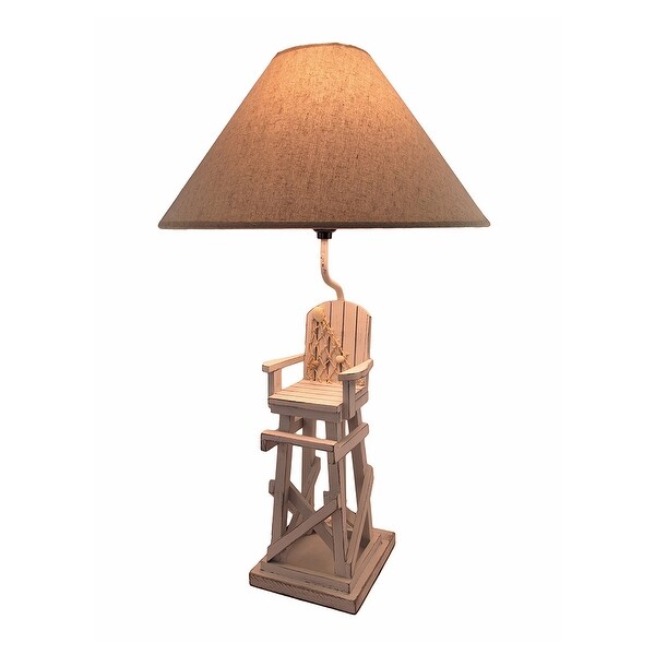 Shop Whitewashed Beach Lifeguard Chair Table Lamp With Linen