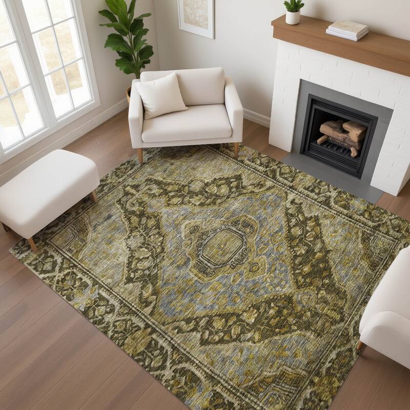Premium Washable Super Soft Traditonal Marcus Mayfield Rug - Brown - 9' x 12'