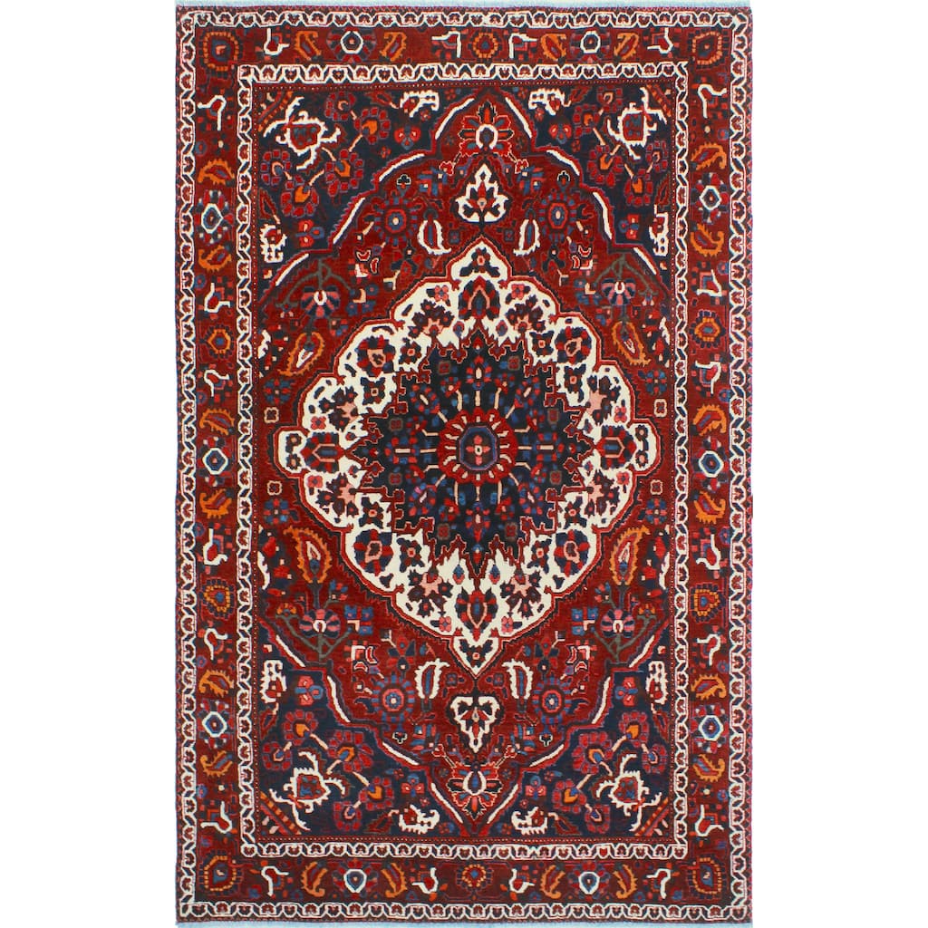 Fine Vintage Bakhtiari Miller Burgundy/Ivory Rug - 5'0" x 8'5"