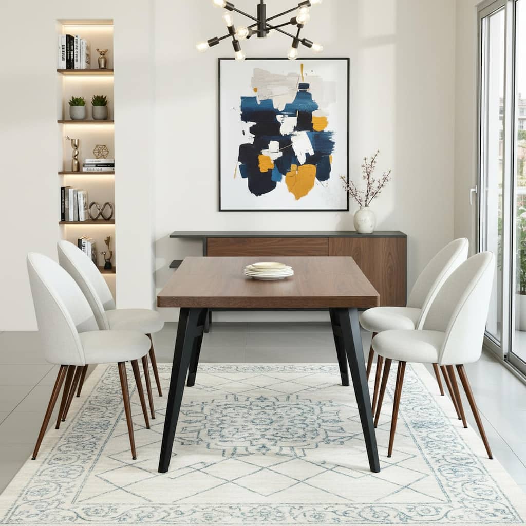 Homy Casa 5-Piece Modern Dining Set with Rectangular Table and 4 Upholstered Chairs