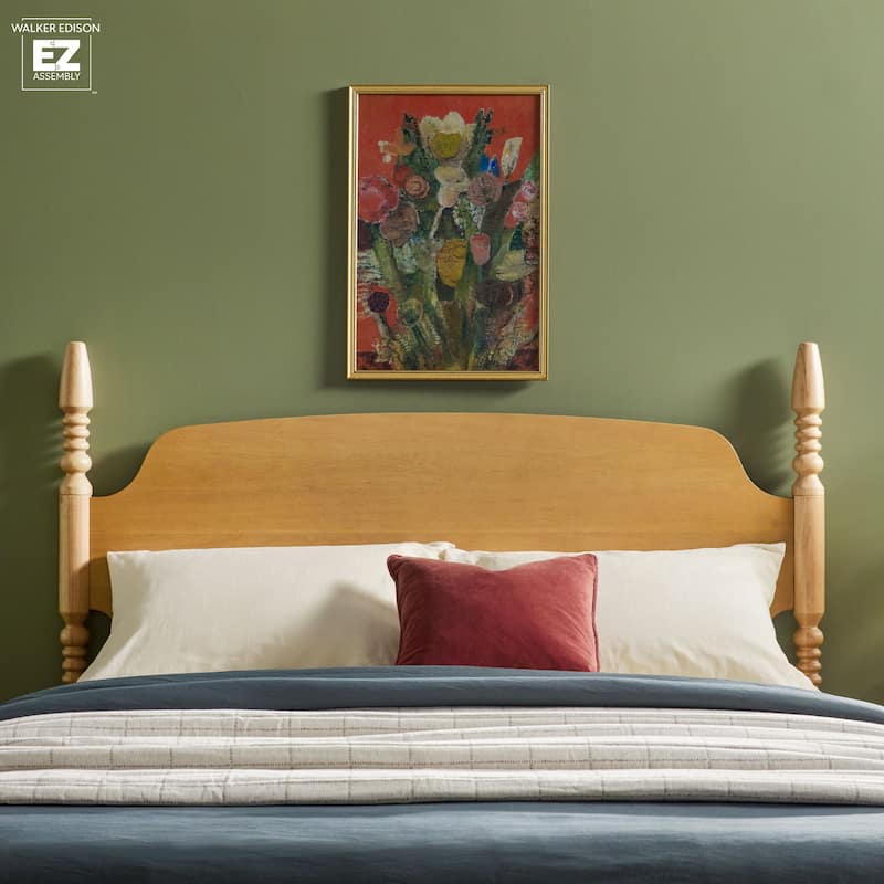 Walker Edison Easy Assembly Solid Wood Queen Bed with Wood-Turning Detail