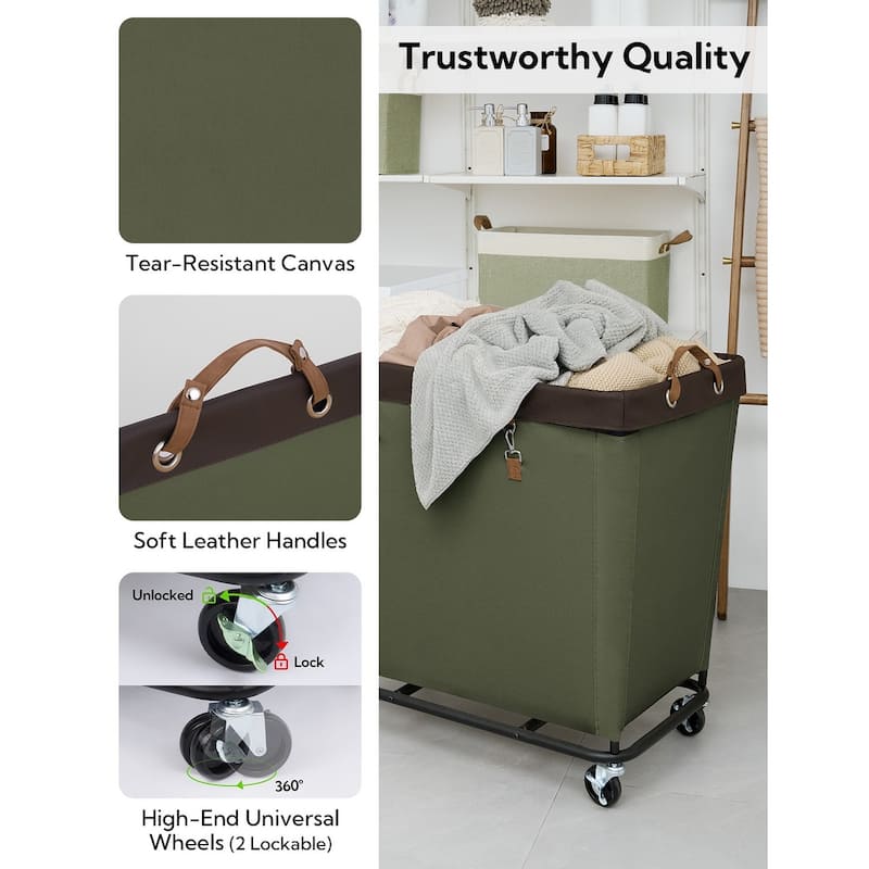 Large Laundry Hamper with Wheels, 320L Canvas Laundry Basket for Hotel, Home, Closet, Dorm