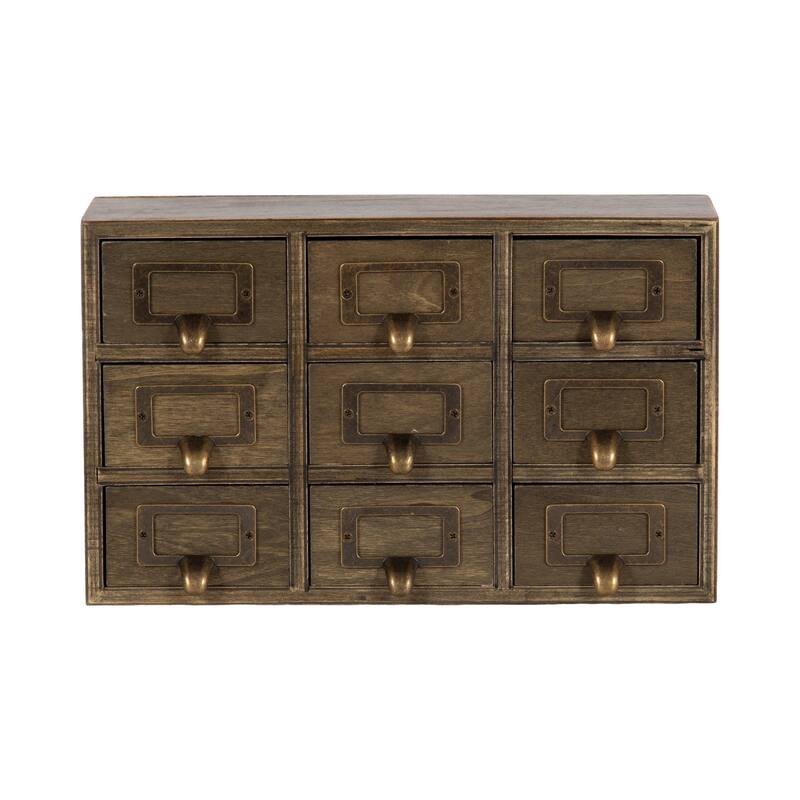 Kate and Laurel Apothecary Wood Desk Drawer Set, 9 Drawers