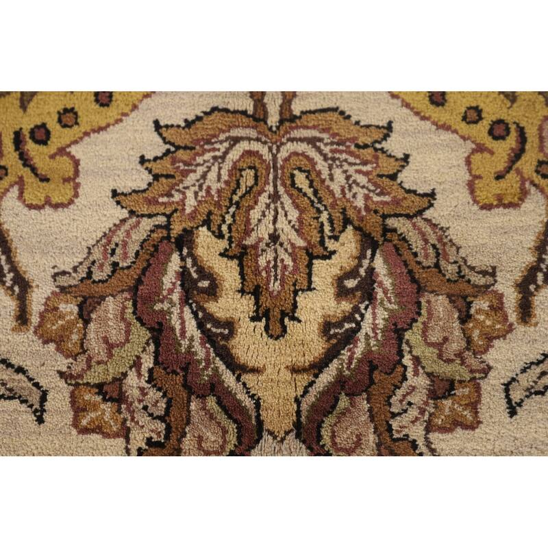 All-Over Floral Agra Indian Area Rug Hand-Knotted Wool Carpet - 9'1"x 12'2"