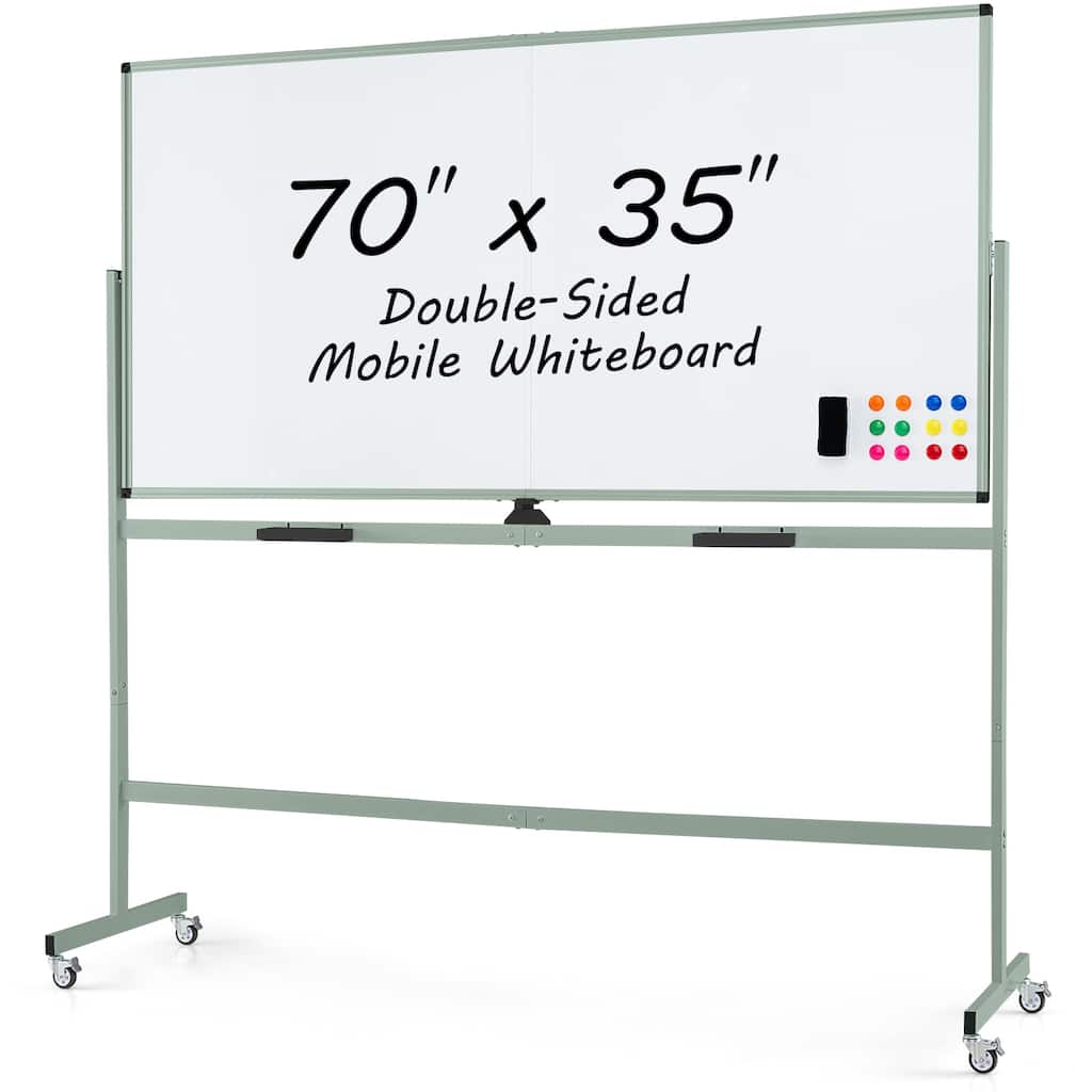 Gymax 72'' x 36'' Double-Sided Magnetic Whiteboard with Stand and