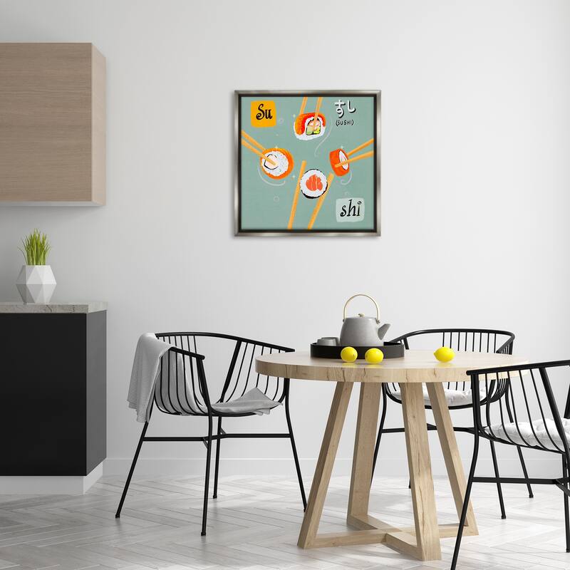 Stupell Tasty Sushi Party Gathering Framed Floater Canvas Wall Art Design By Juliet Rose Philips