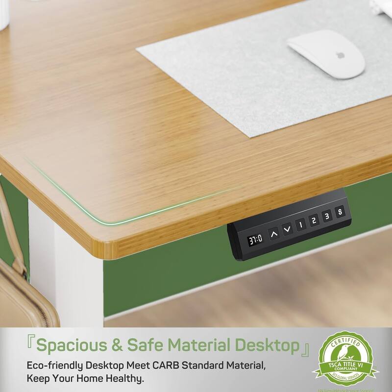 Electric Height Adjustable Standing Desk, 55x24 Inches, Ergonomic Sit-to-Stand Rising Computer Table for Home Office