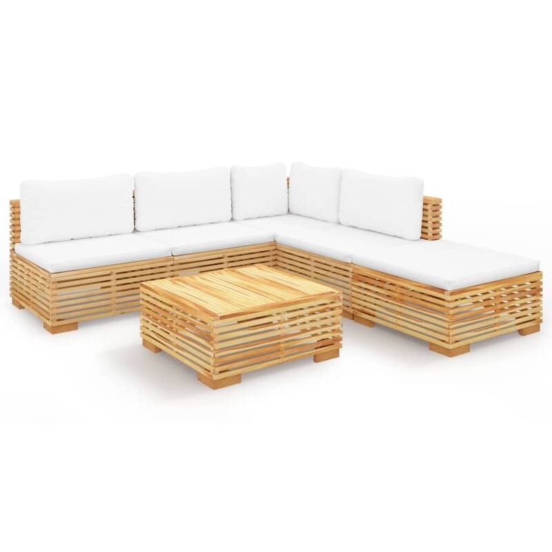 vidaXL 3 Piece Patio Lounge Set with Cushions Solid Wood Teak - 27.4" x 27.4" x 23.6"