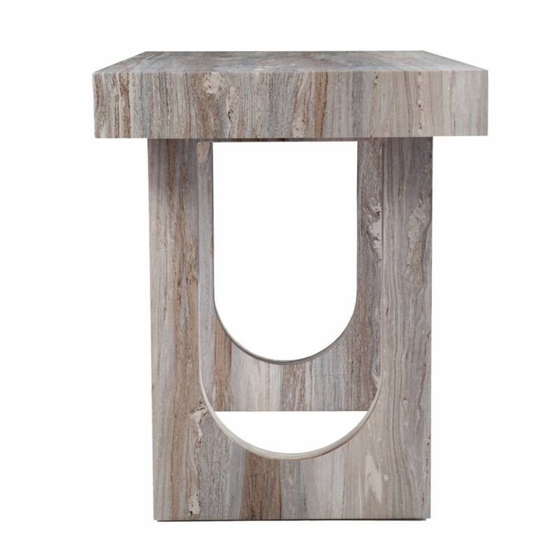 Brown Faux Marble Wood Writing Desk with Sled Base and Rectangular