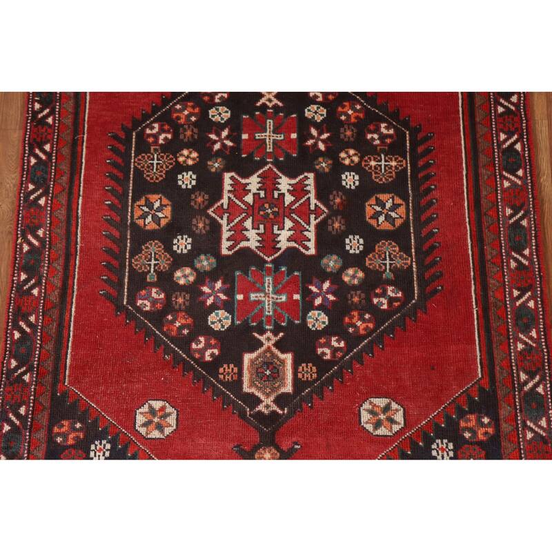 Hamedan Persian Vintage Area Rug Handmade Wool Carpet - 4'0"x 7'0"