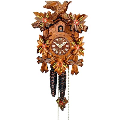 9.25" Brown White Black Engstler Full Size Weight Driven Cuckoo Clock