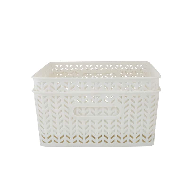 Simplify 2 Pack Medium Herringbone Storage Basket