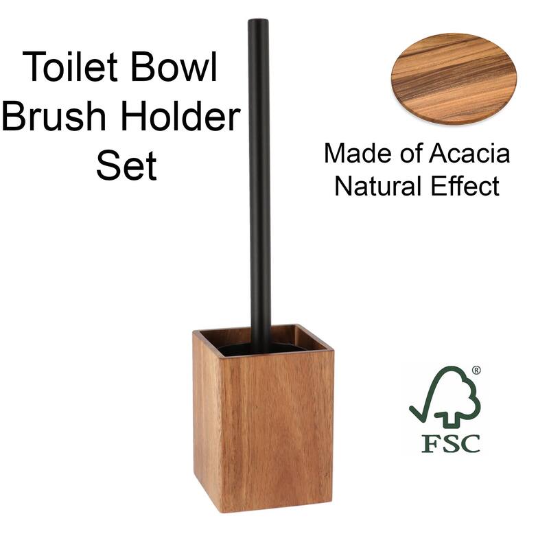 Acacia Wood Bathroom Accessory Set Collection