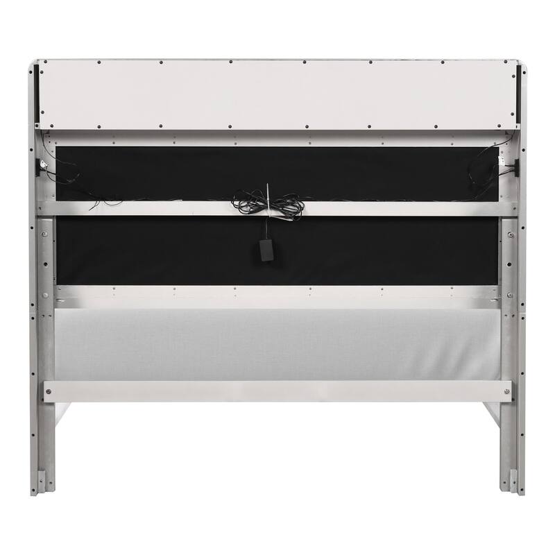 Furniture of America Milandra Modern 3-Piece Champagne Solid Wood Panel Bedroom Set with LED Light
