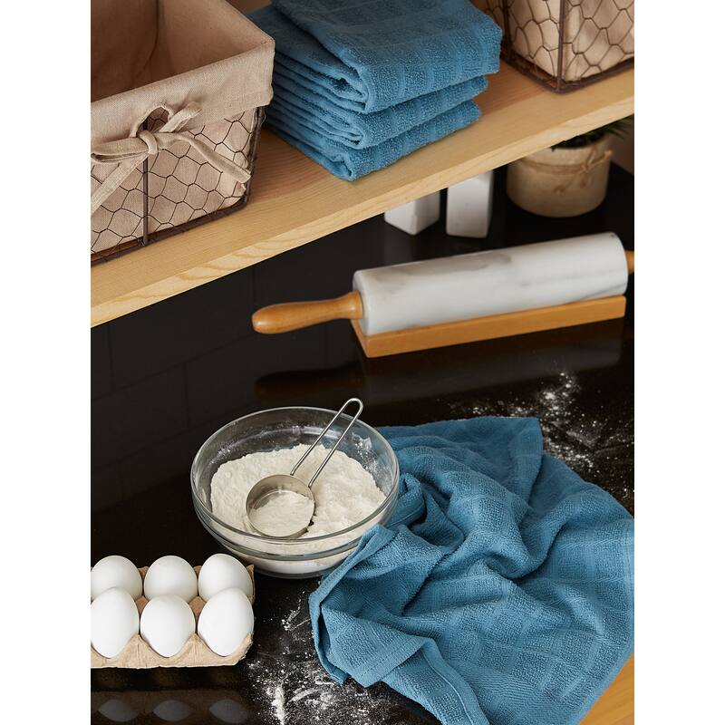 DII Solid Honey Gold Windowpane Terry Dishtowel 4 Piece