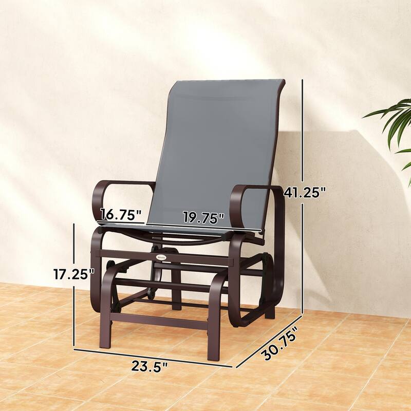 Outsunny Outdoor Glider Chair Set of 2, Gliders for Outside Patio with Smooth Rocking Mechanism