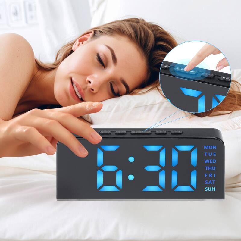 Digital Dual Alarm Clock with Night Light, Day of Week, Temperature, Dimmable, Snooze,12/24H for Bedroom 6.3 x 2.6 x 1.6 inch