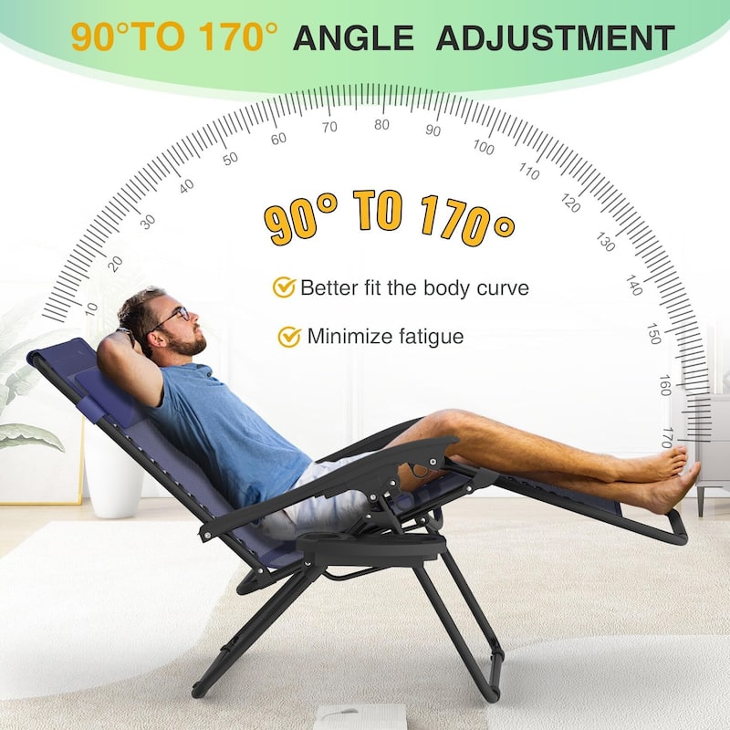 Zero Gravity Chairs Set of 2, Zero Gravity Lounge Chair, Reclining Patio Chairs Folding Recliner for Indoor and Outdoor