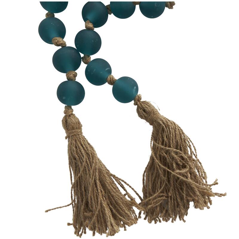 Glass Handmade Round Beaded Garland with Tassel with Knotted Brown Jute - Roche River Decor