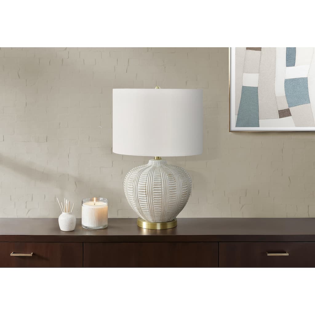 Lighting, 21"h, Table Lamp, Ivory / Cream Shade, Cream Resin, Transitional