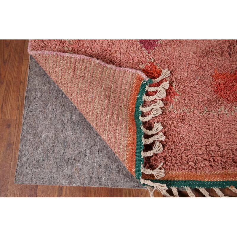 Pink Plush Moroccan Oriental Area Rug Handmade Wool Carpet - 5'11" x 10'0"