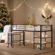 preview thumbnail 1 of 22, Twin Size Metal Loft Bed with Desk and Shelves Black