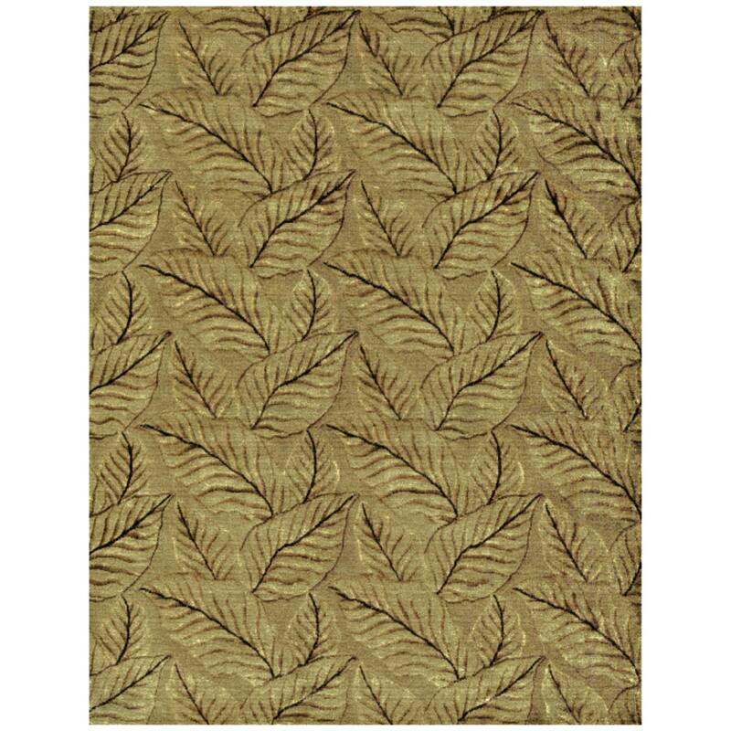 Grand Bazaar Leafscape Hand Knotted Transitional Rug - 9'6"x13'6" - Sage/Green