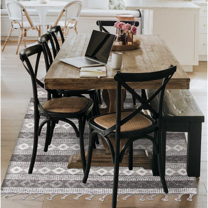 ECARPETGALLERY Braid weave Sienna Dark Grey Wool Rug - 5'1 x 7'6