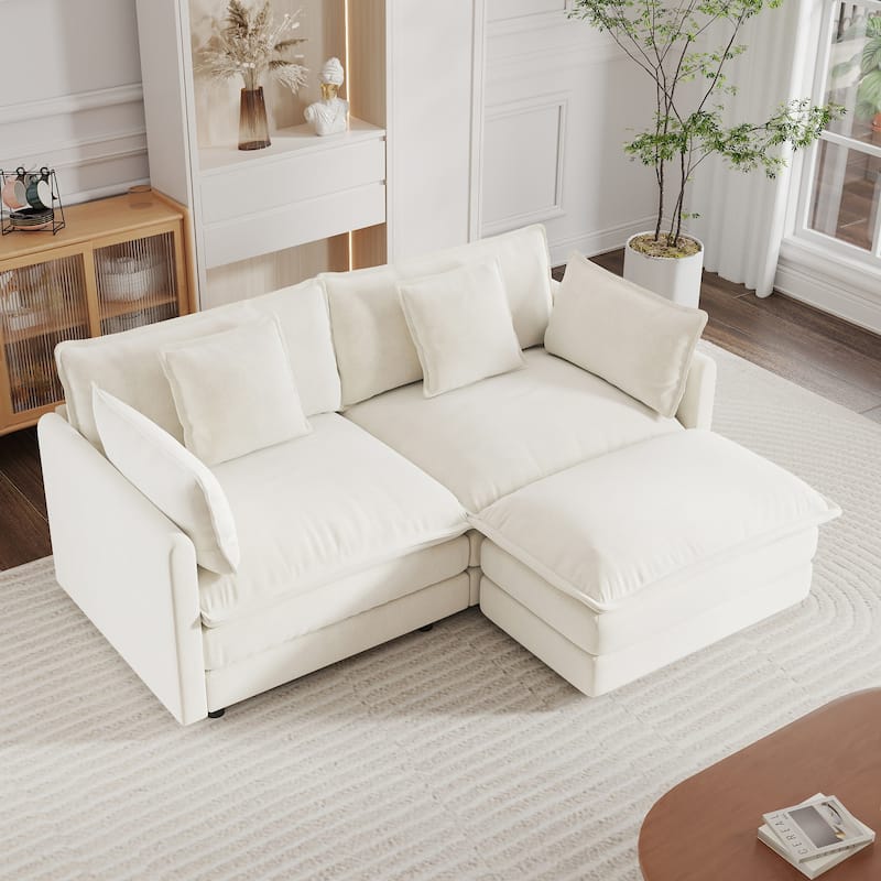 Cloud Chenille Upholstered Modular Sectional Sofa with DIY Combination Design