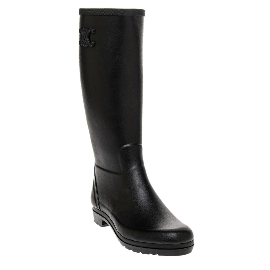 Celine High Rain Boots in Natural Rubber - Black Rubber