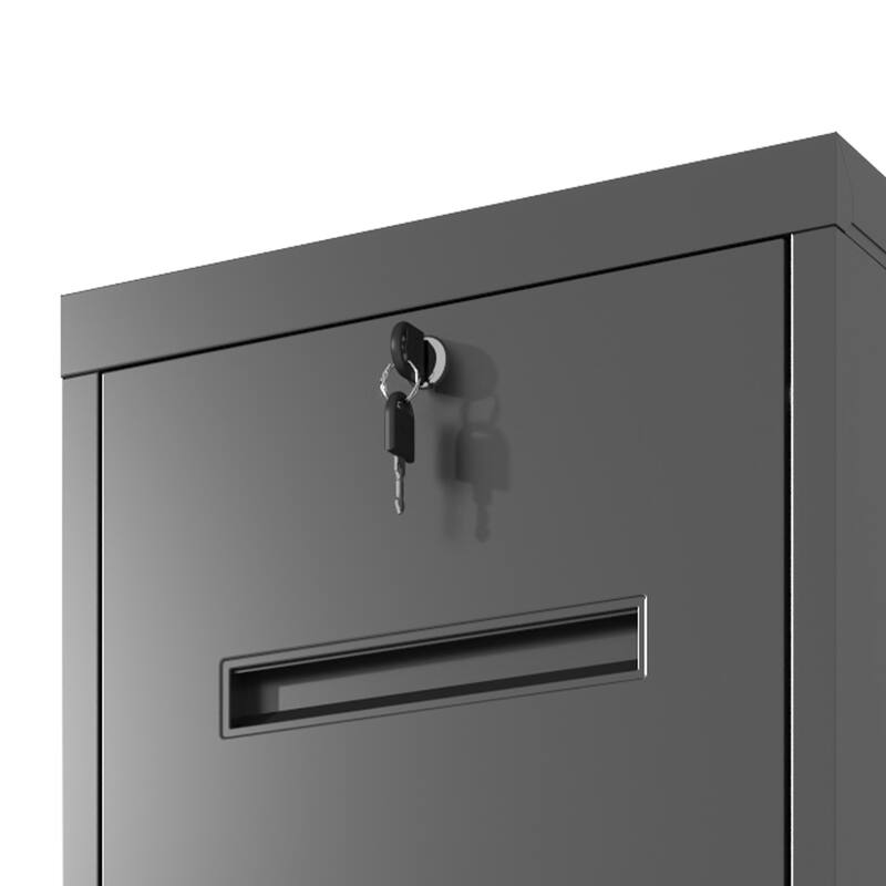 Modern 4-Drawer Vertical Black Filing Cabinet with Locking, Silent Slides and Adjustable Hanging Rod, for Home Office