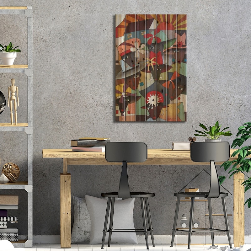 Sisters With Crowns Print On Wood by Stacey Brown - Multi-Color