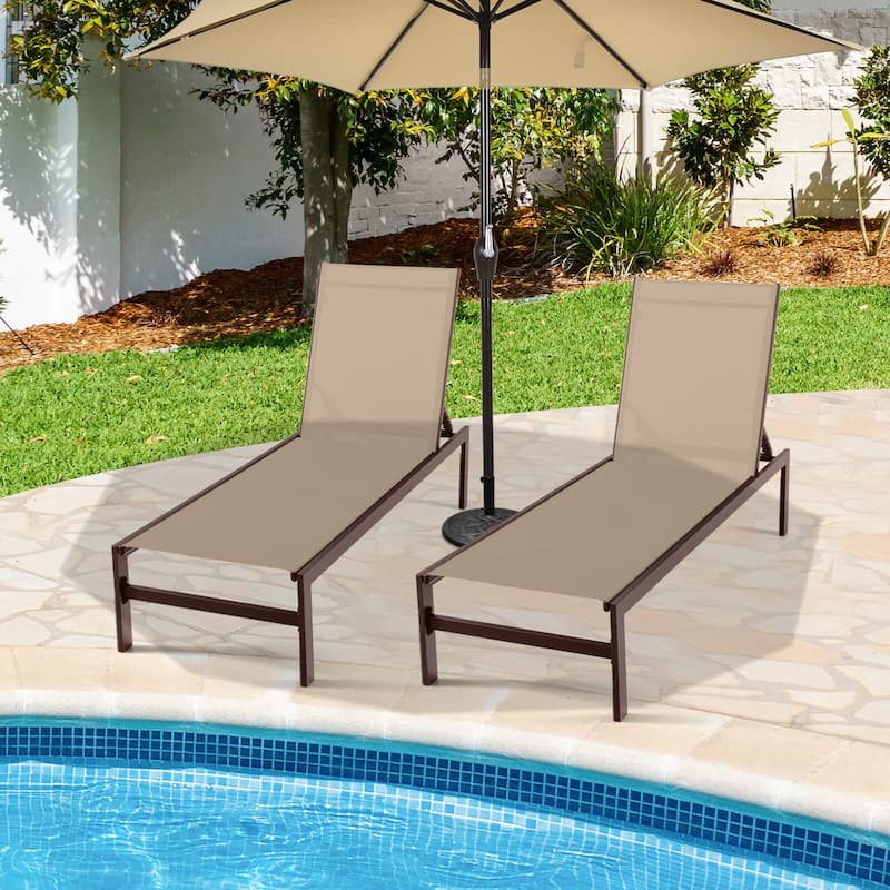 Costway 2 PCS 6-Position Lounge Chair Chaise Aluminium Adjust Recliner - See Details