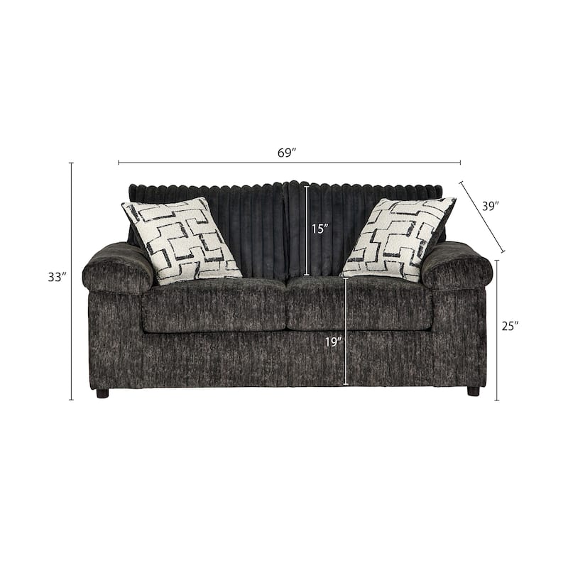 Roundhill Furniture Nason Wide Wale Corduroy Sofa, Loveseat, and Cuddle Chair Set