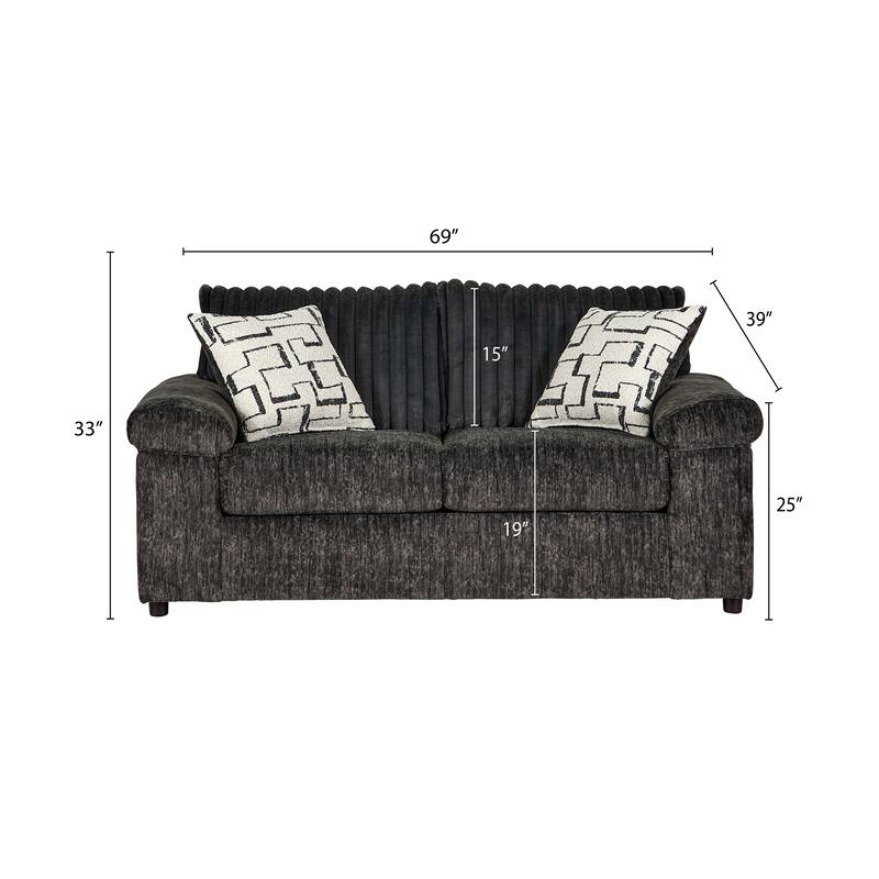 Roundhill Furniture Nason Wide Wale Corduroy Sofa, Loveseat, and Ottoman Set