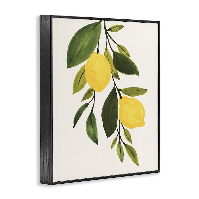 Stupell Simple Yellow Country Lemon Leaf Citrus Fruit Framed Wall Art - Green