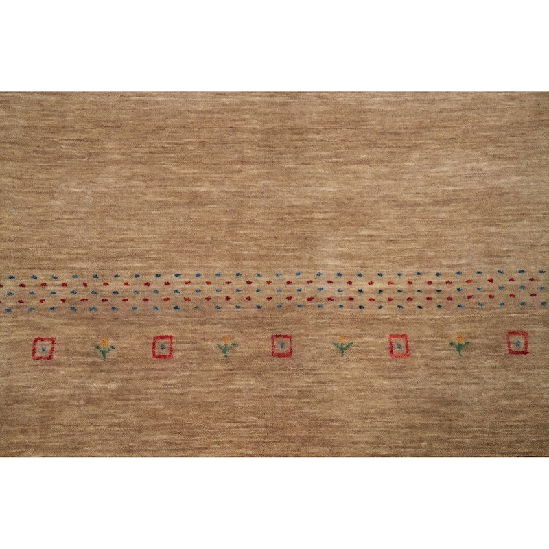 Hand Knotted Oriental 100% Wool Carpet Tribal Animal Pictorial Brown Gabbeh Area Rug - 8' 10'' X 6' 3''