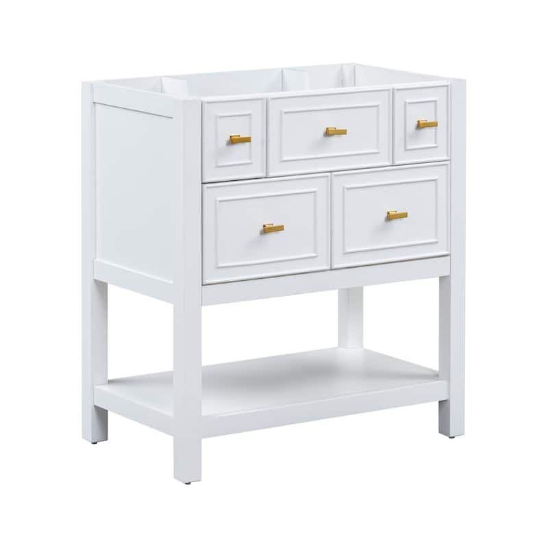 30"Bathroom Vanity without Sink,Free Standing Single Vanity with 5 Drawers,Solid Wood Frame Bathroom Storage Cabinet