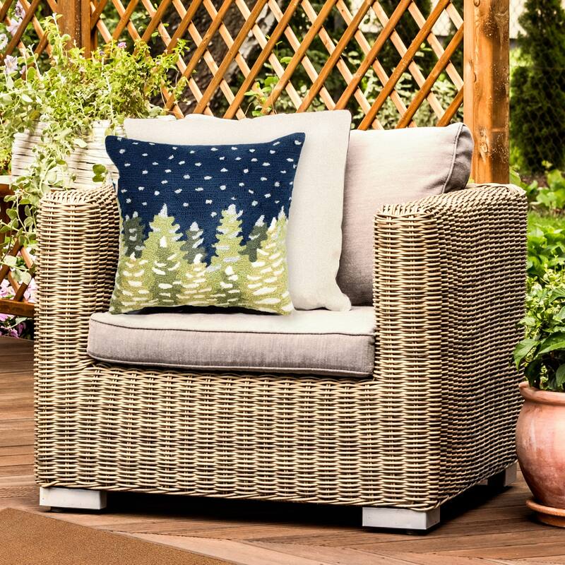 Liora Manne Let It Snow Indoor/Outdoor Pillow Midnight 18" Square