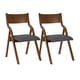 preview thumbnail 20 of 27, Set of 2 Upholstered Folding Dining Chair, Wood Frame Dining Table Guest Chair, Living Room Lounge Chair, Studio Business Chair