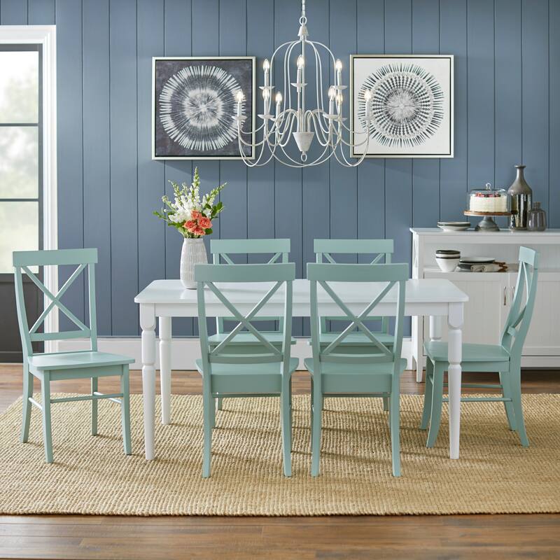 Simple Living 7-piece Albury Cross Back Dining Set - Mint