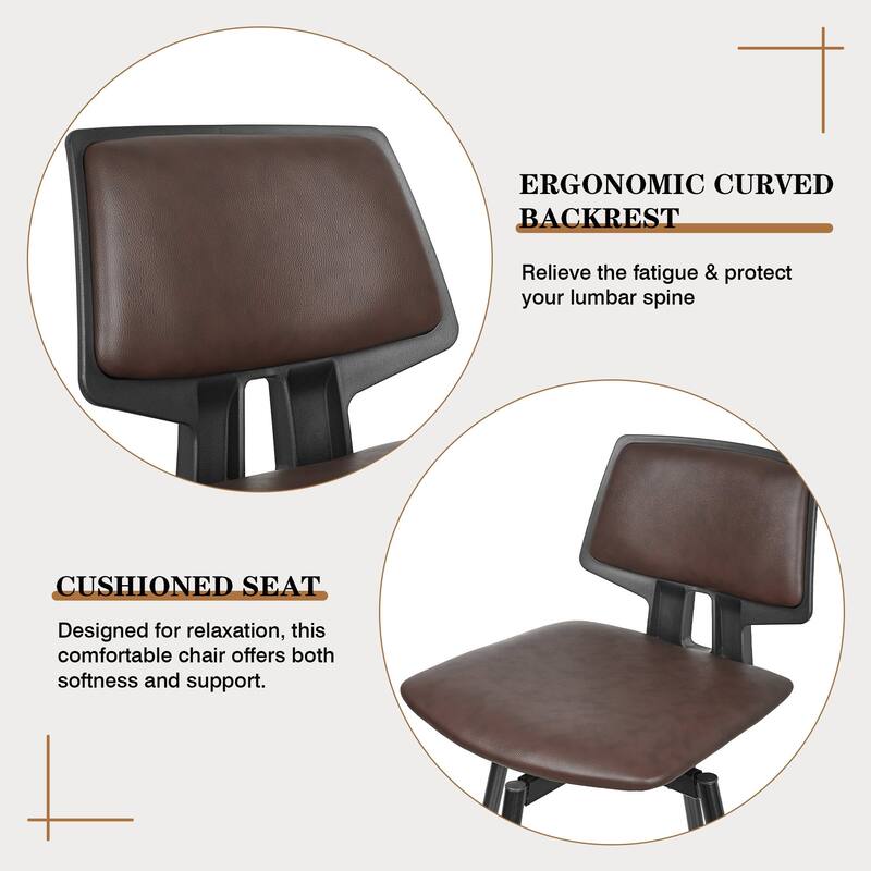 VECELO 2/4-Piece 360° Swivel PU Leather Bar Stools with Footrest Multi-Purpose Space-Saving Bar Stools for Small Apartments