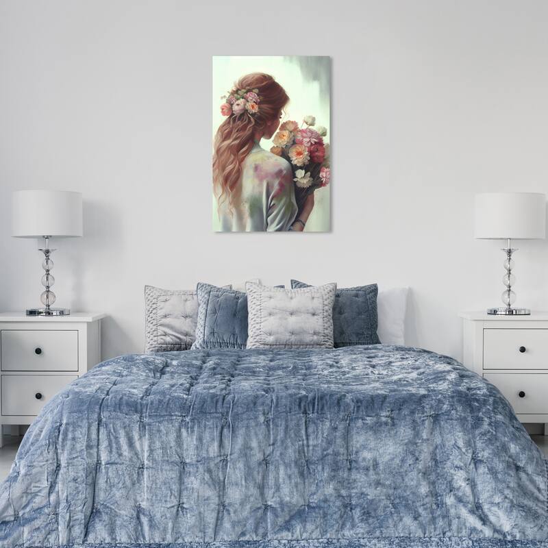 Wynwood Studio Fashion and Glam Eloise Green and Mint Green Traditional Wall Art Canvas Print - 36 x 24